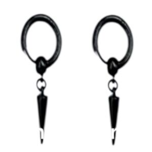 NEW Mens Black Hoop dangle charm Earrings NWT